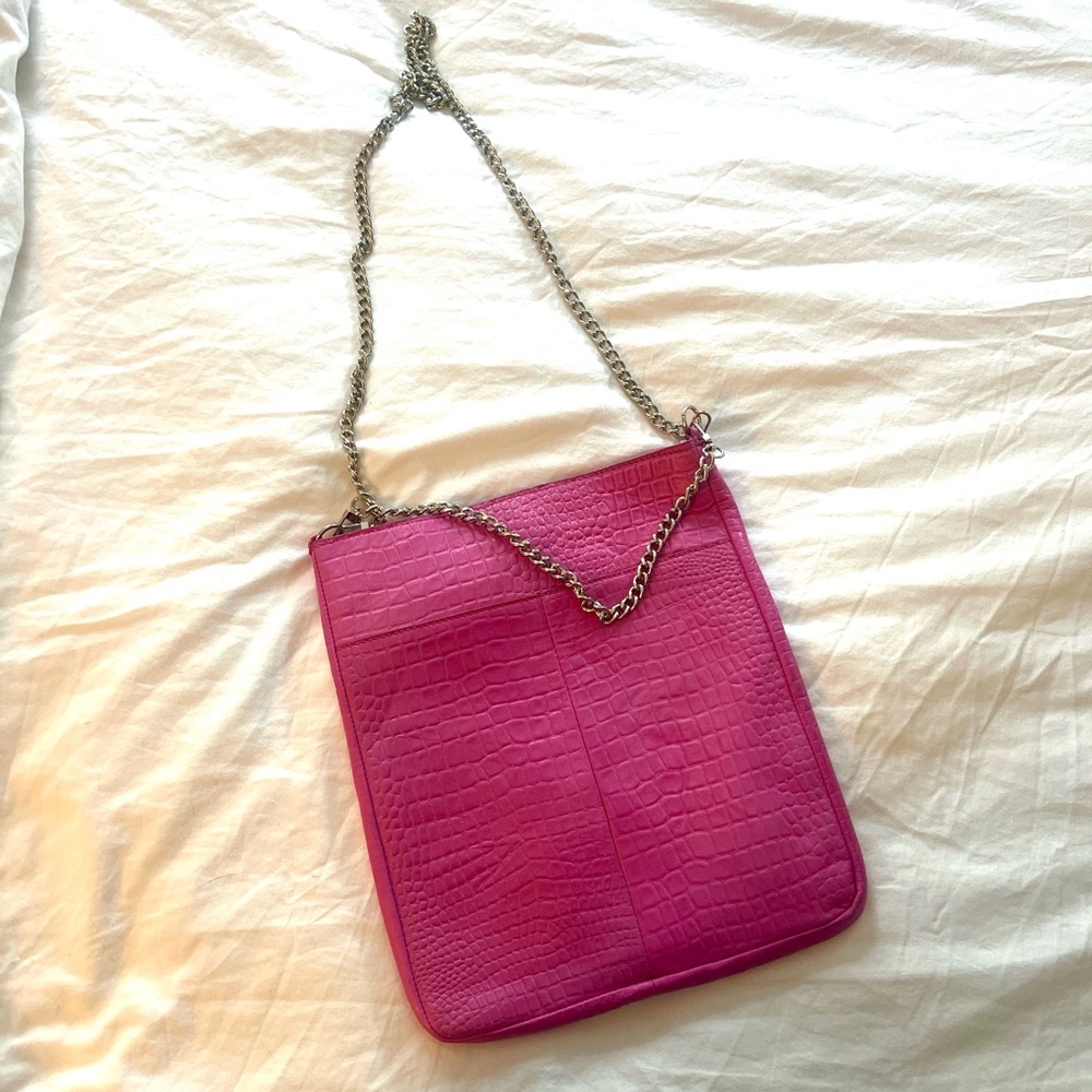 Bolongaro Trevor Leather croc detail crossbody bag in pink